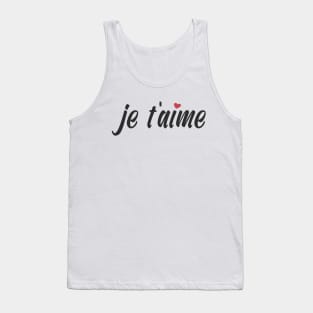 Je T'aime French I Love You Valentine Calligraphy Tank Top